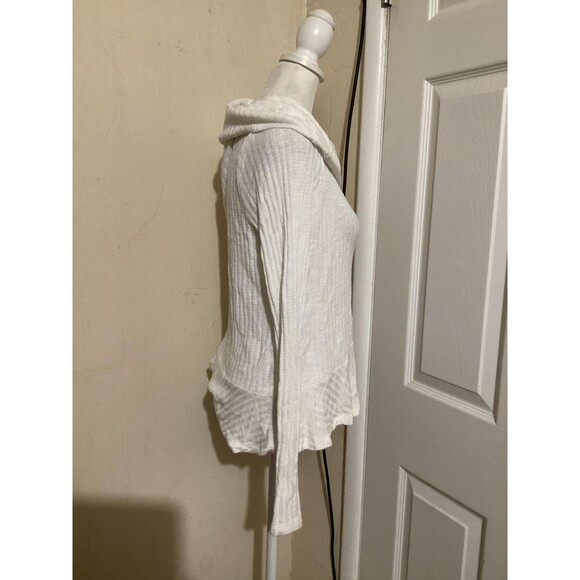 Maeve Anthropologie Sweater Womens Medium White Cowl Neck Ruffle Hem Pullover - Picture 3 of 6